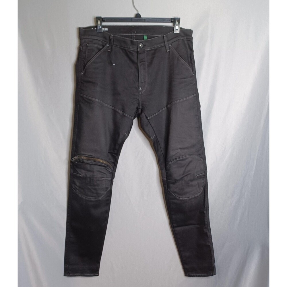 G-Star RAW Jeans Mens 40x34 Black 5620 3D Zip Knee Skinny Biker Denim Stretch
